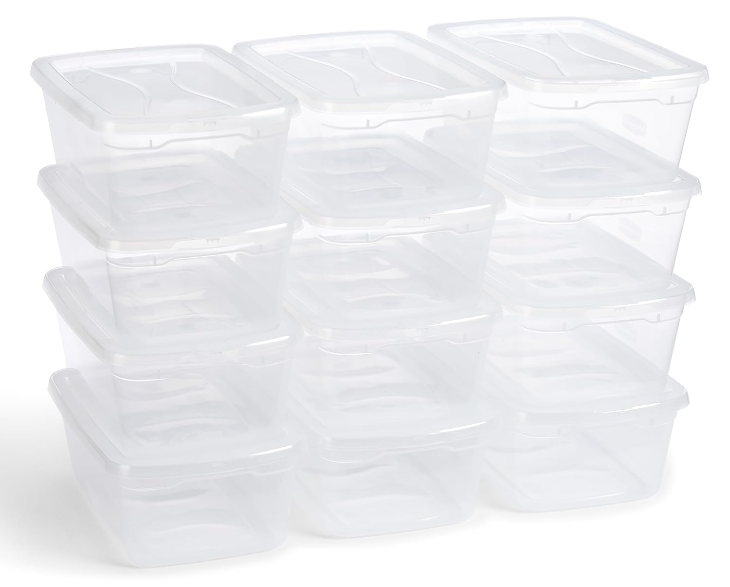 Killeryuki Cleverstore Clear 6 Qt, 12 Pack, Stackable Plastic Storage Containers with Durable Snapping Clear Lids, Visible Organization, Great for Closet, and Kitchen Storage, Organizing in the Home