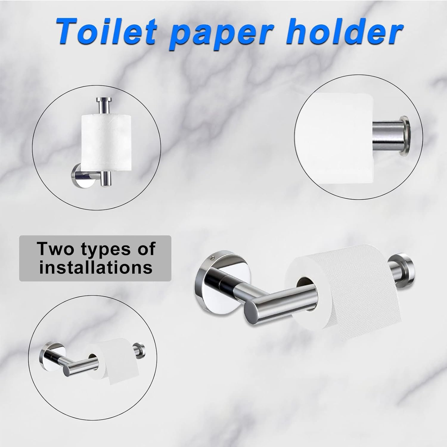 Cilee 10 Piece Chrome Bathroom Accessories Set, 24inch Polished Chrome Towel Bar Ring+Toilet Paper Holder+ Robe Towel Hook SUS304 Stainless Steel Bathroon Hardware Set