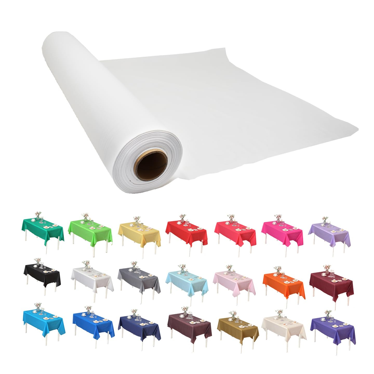 Craft And Party, White Plastic Table Cover Roll - 40in X 100 feet Heavy Duty Plastic Banquet Table Cover Roll. (White)