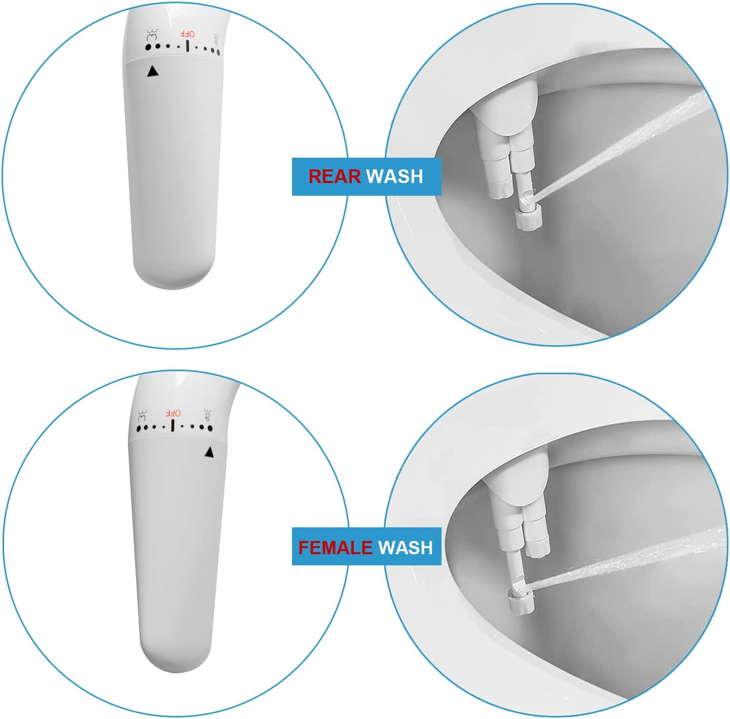 Bidet Attachment for Toilet - WITHLENT Ultra-Slim Bidet Non-Electric Dual Nozzle(Frontal & Rear Wash) Adjustable Water Pressure, Fresh Water Bidet Toilet Seat Attachment + Portable Bidet