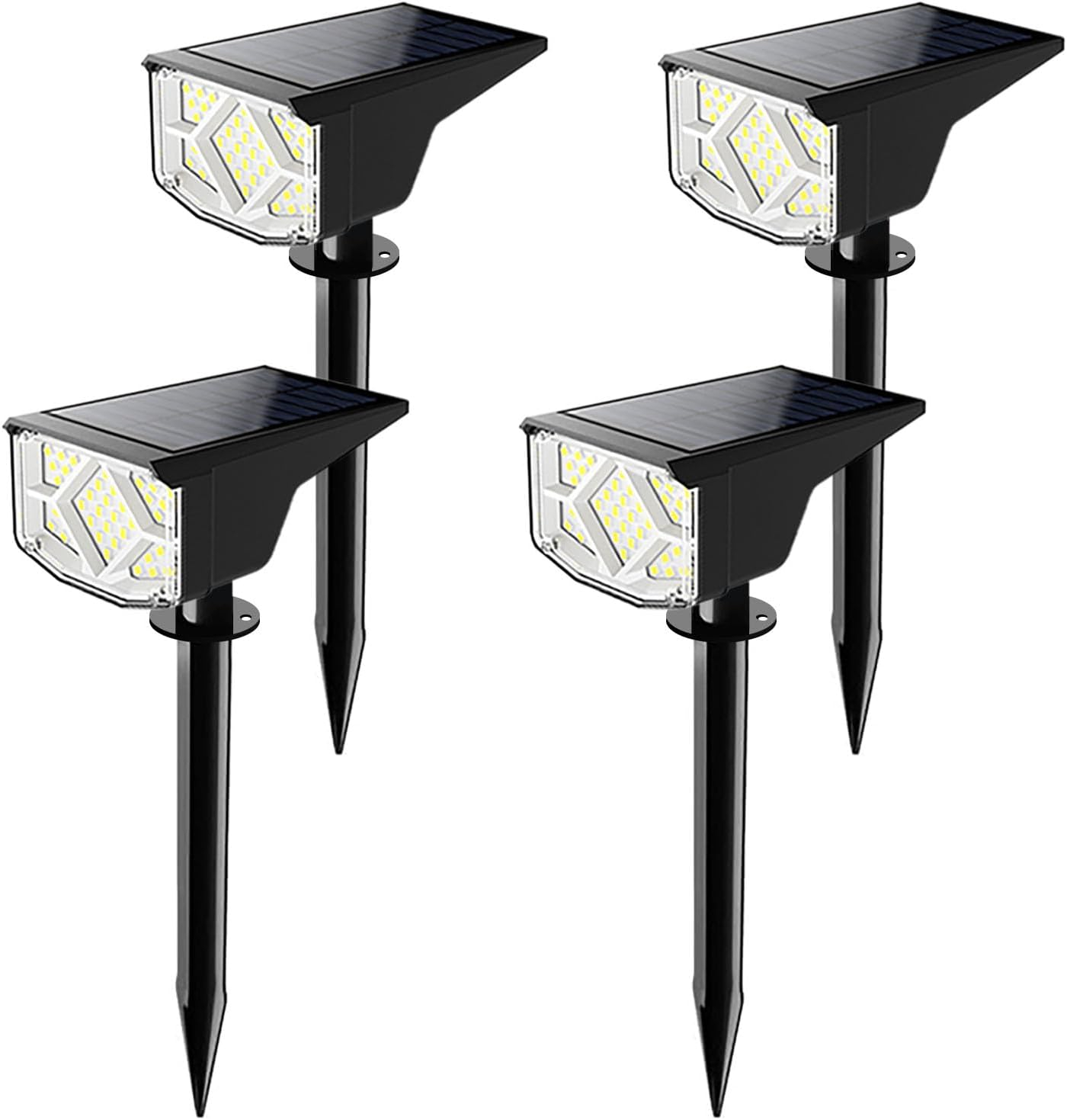 4 Pack Solar Spotlight Outdoor, 64 LEDs 1000 lumens Solar Outdoor Lights Waterproof, IP66 Solar Lights Outdoor Waterproof Landscape Spot Lights Wall Garden Lights for Yard Outdoor Solar Lights