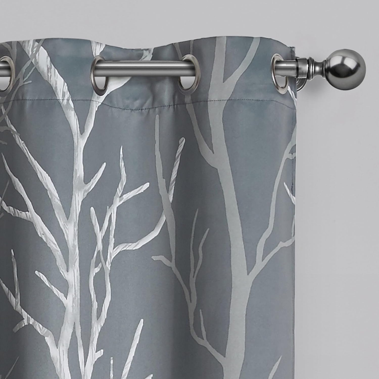 VCNY Home Kingdom Grey Branch Grommet Blackout Curtain, 40" x 95"