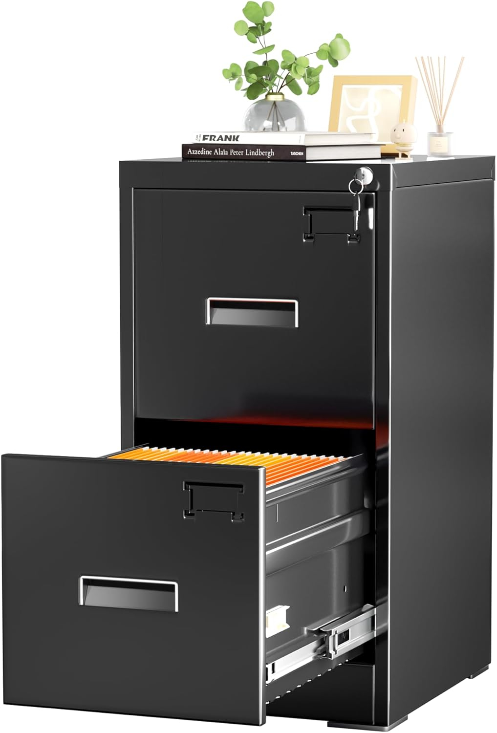 3 Drawer Mobile/Vertical File Cabinet for Home Office Black-15'' W