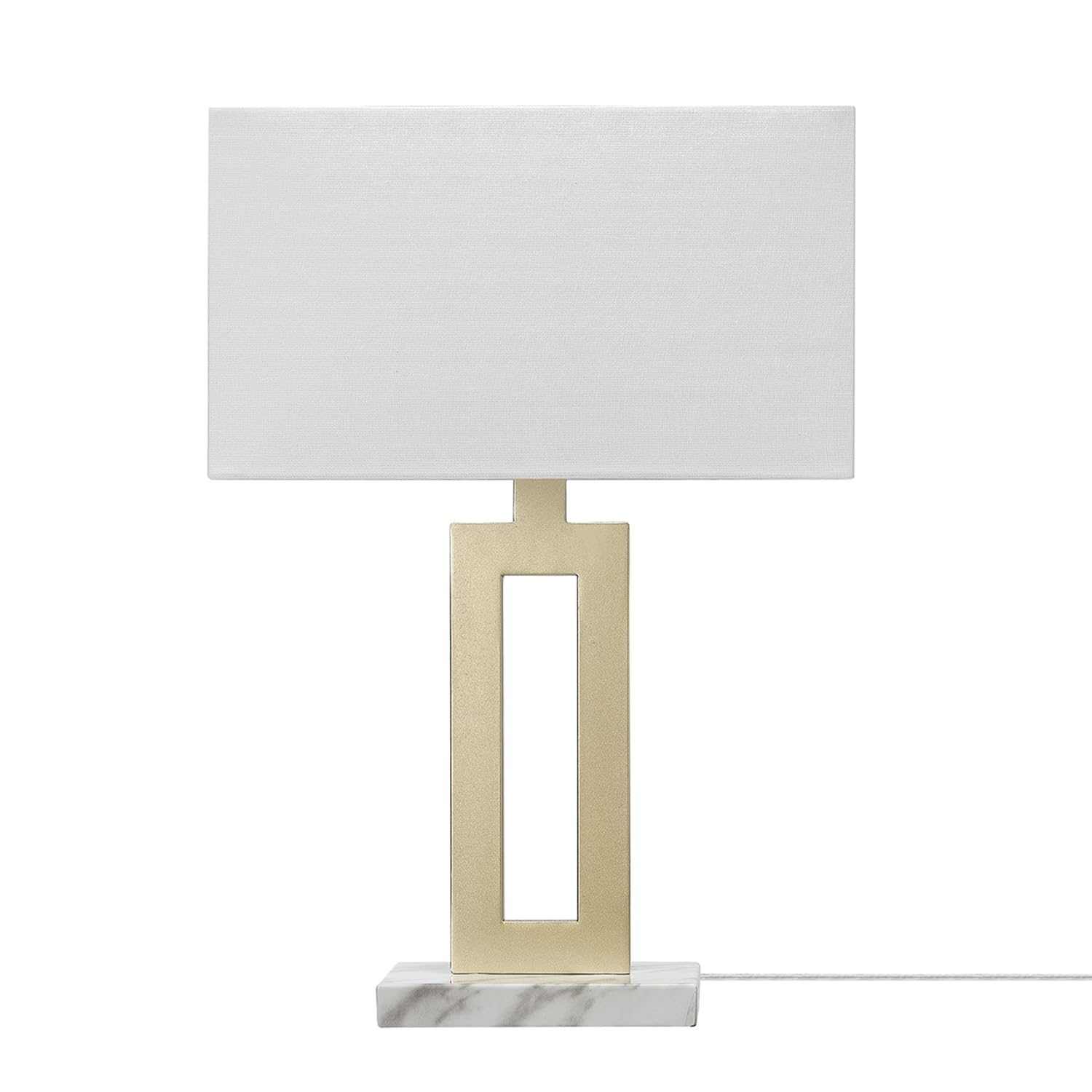 Globe Electric 20" Modern Matte Black Indoor Table Lamp with White Linen Shade