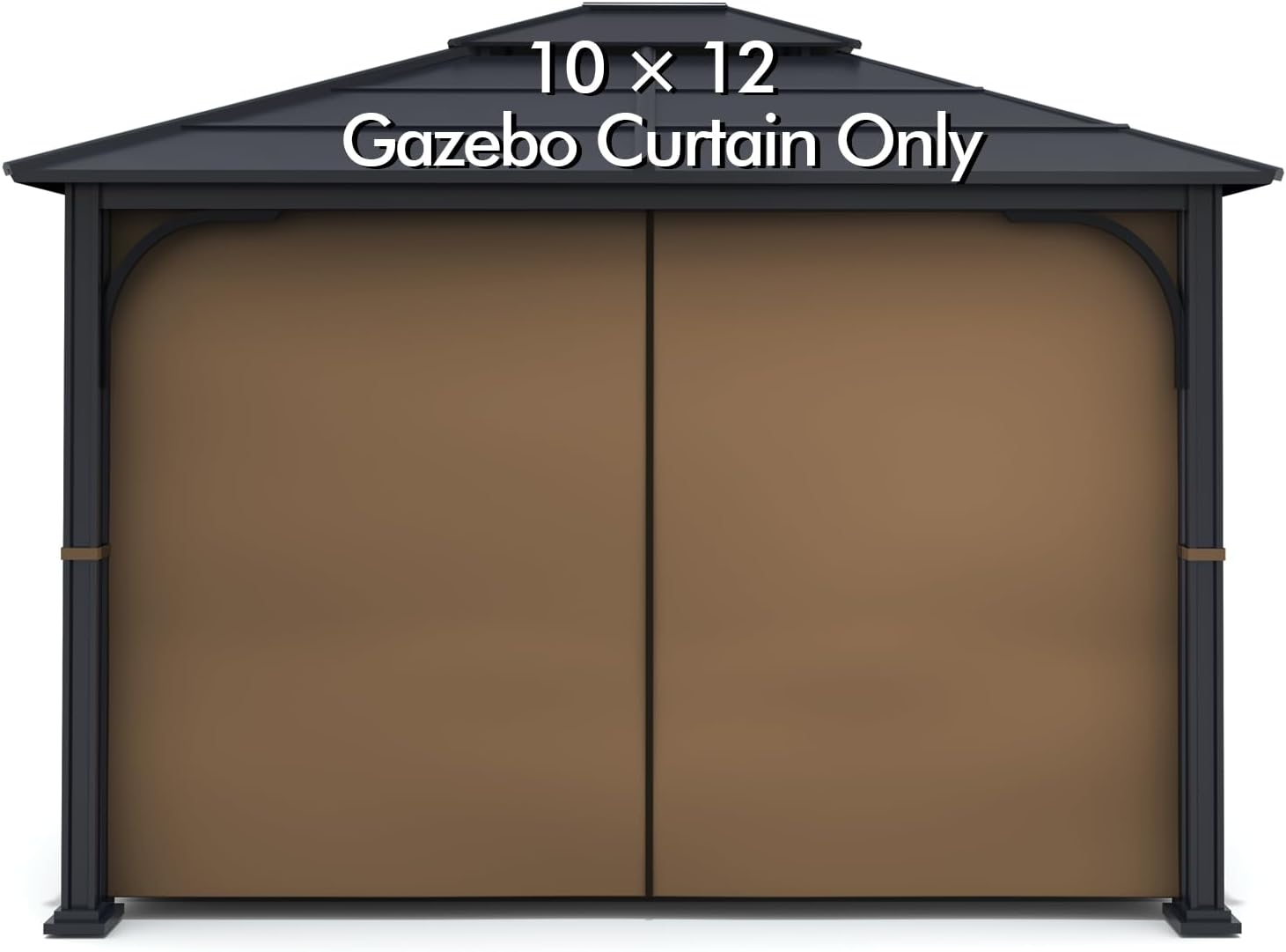 Gazebo Universal Replacement Privacy Curtain - Wonwon Privacy Panel Canopy Side Wall with Zipper for 10' x 12' Outdoor Gazebo (Brown)