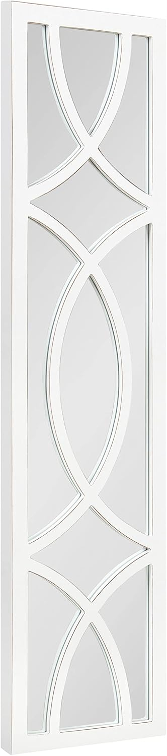Kate and Laurel Tolland Decorative Wooden Panel Wall Mirror, 12" x 48", Soft White, Rustic Windowpane Accent Piece
