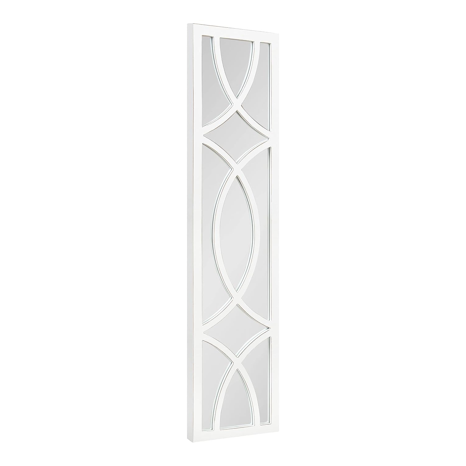 Kate and Laurel Tolland Decorative Wooden Panel Wall Mirror, 12" x 48", Soft White, Rustic Windowpane Accent Piece