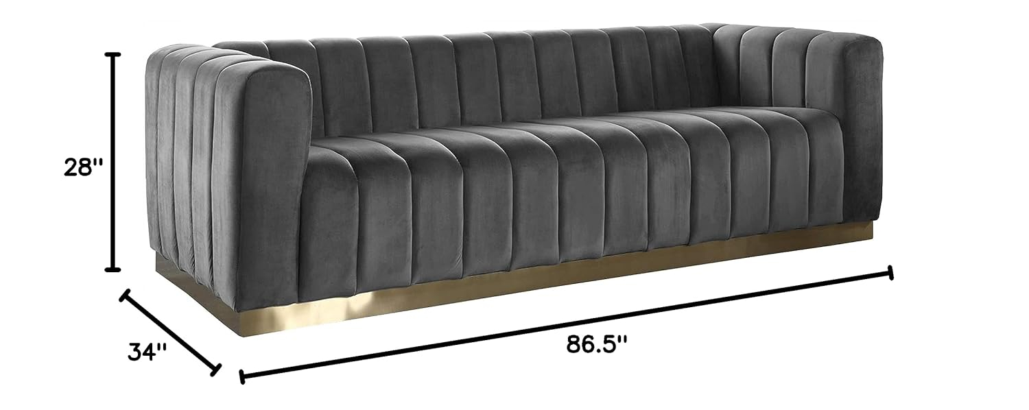 Meridian Furniture Marlon Gray Velvet Sofa