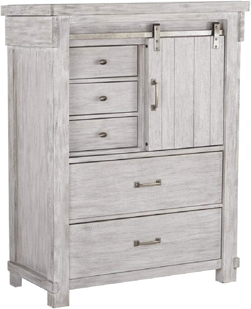 White Farmhouse 5-Drawer Chest with Dovetail Drawer