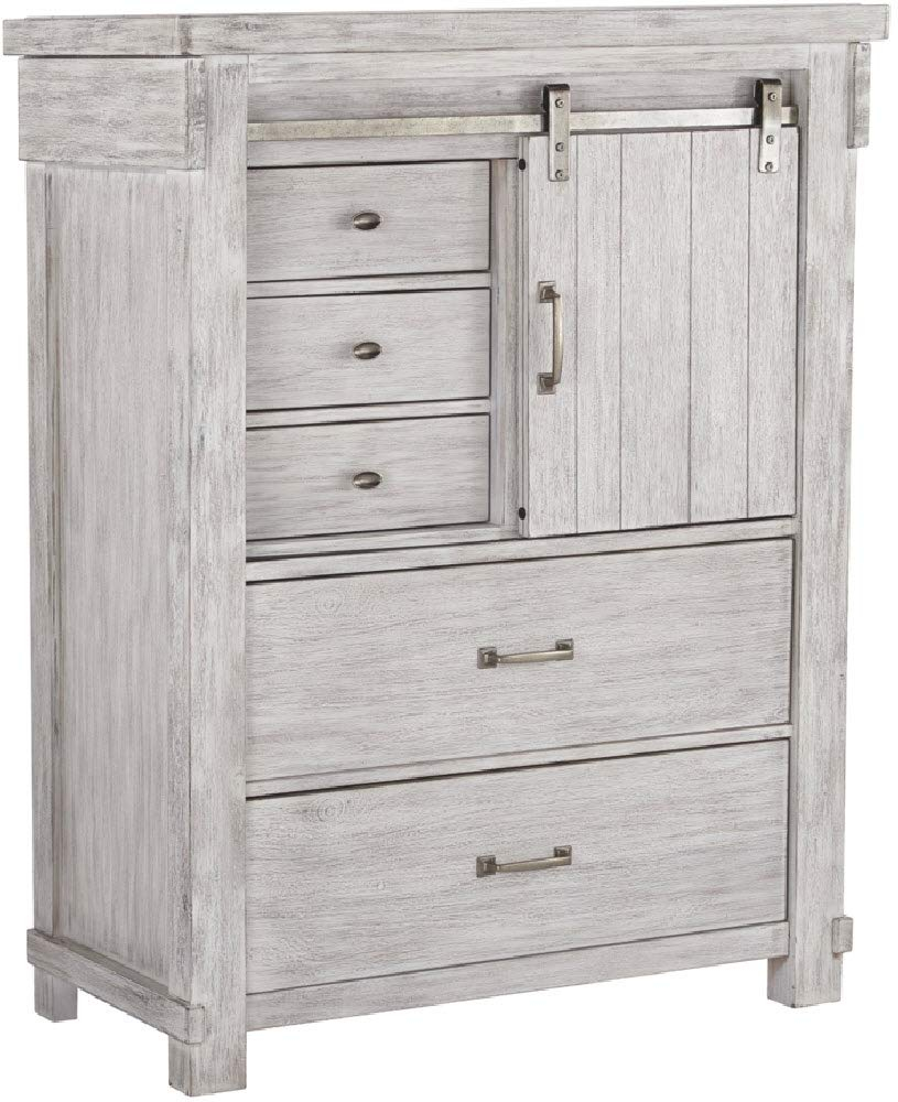 White Farmhouse 5-Drawer Chest with Dovetail Drawer