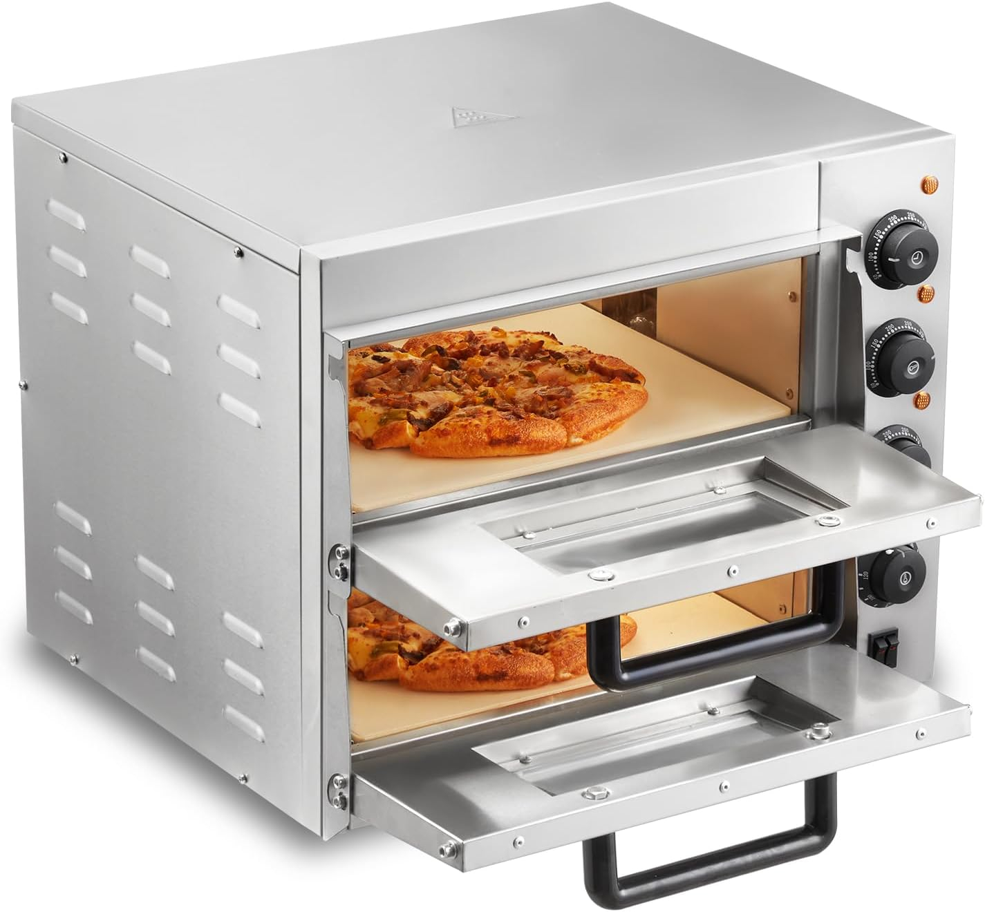 VEVOR 12-Inch Stainless Steel Electric Pizza Oven with Adjustable Temperature