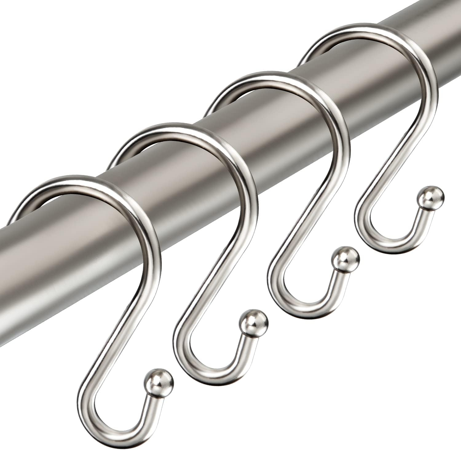 Shower Curtain Hooks Rings, Stainless Steel S Shaped Shower Hooks Rust Proof, Shower Curtain Hangers for Shower Curtain, Kitchen, Wardrobe & Garden,
