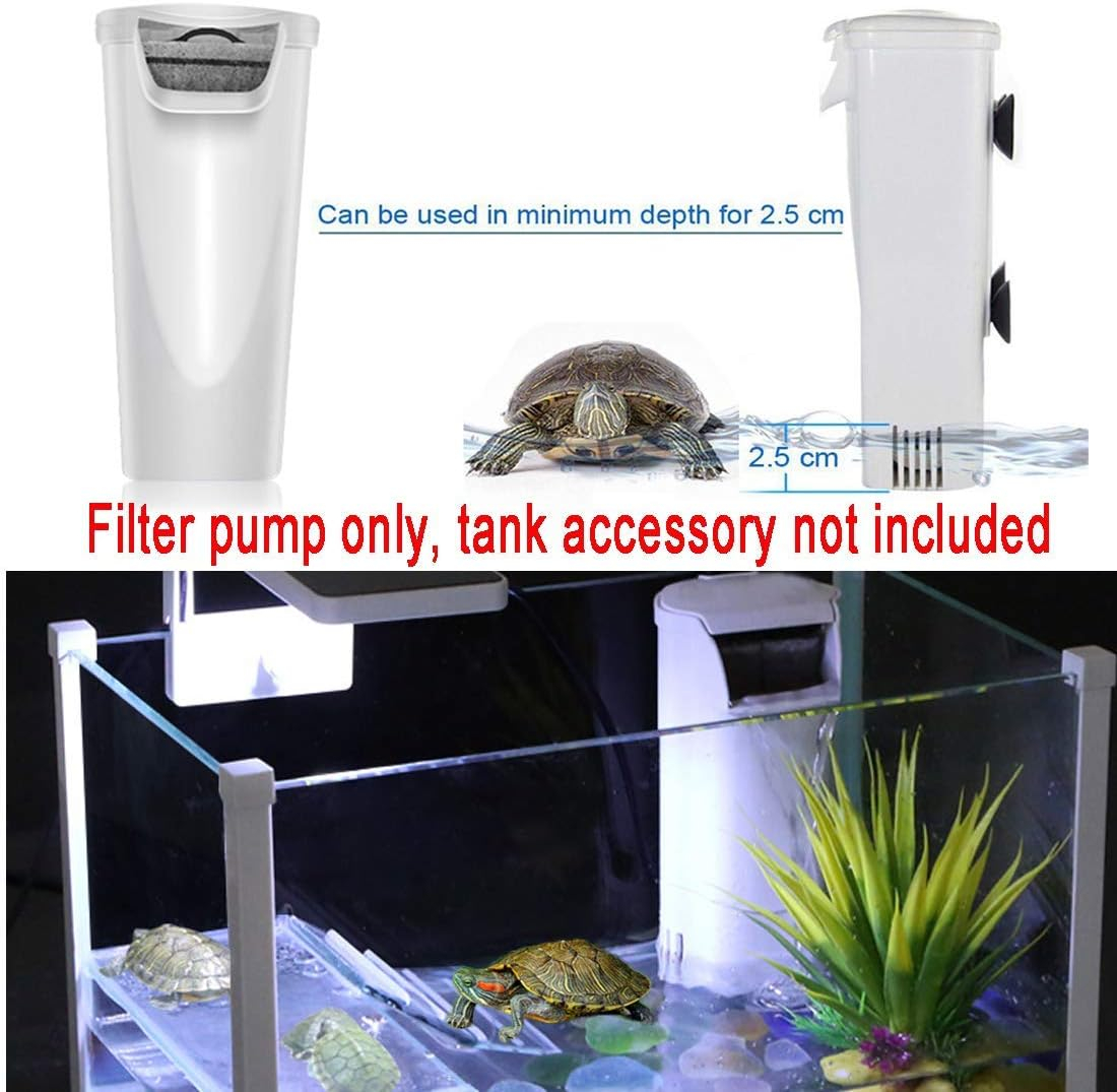 Aquarium Waterfall Filter Reptiles Turtle Filter for small tank 1-15 gallon, Low Level Water Clean Pump Internal Bio Media Water Filtration System for Fish Amphibian Cichlids Frog (Waterfall Filter)
