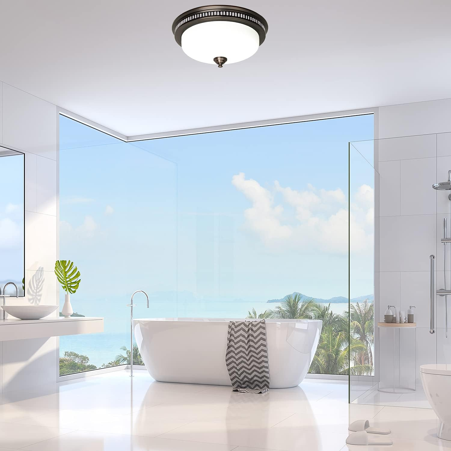 Akicon Ultra Quiet Bathroom Exhaust Fan with LED Light and Nightlight 110CFM 1.5 Sone Oil Rubbed Bronze Finish Bright White