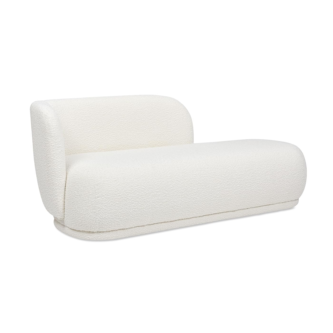 Aire 75" RAF Modern Rounded Chaise Lounge Ivory White Boucle