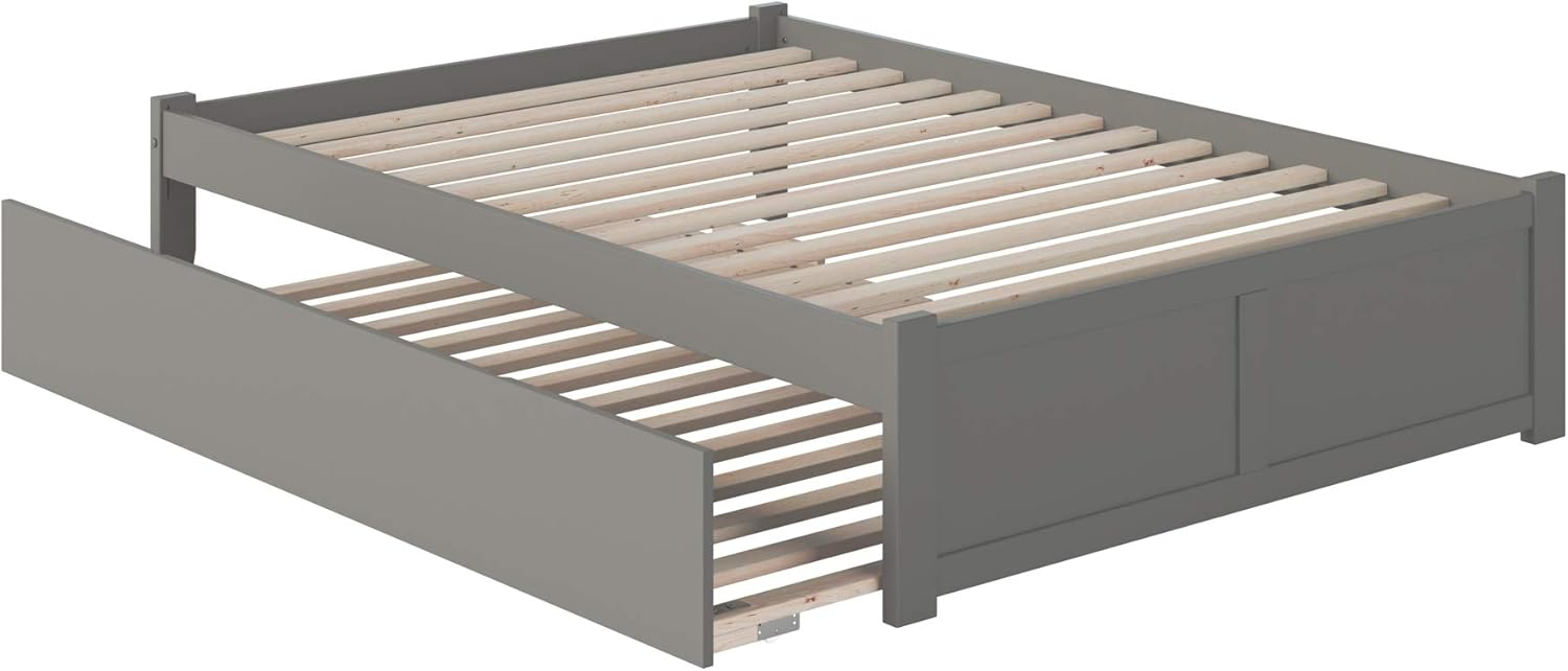 Concord Queen Bed with Footboard and Twin Extra Long Trundle in Grey