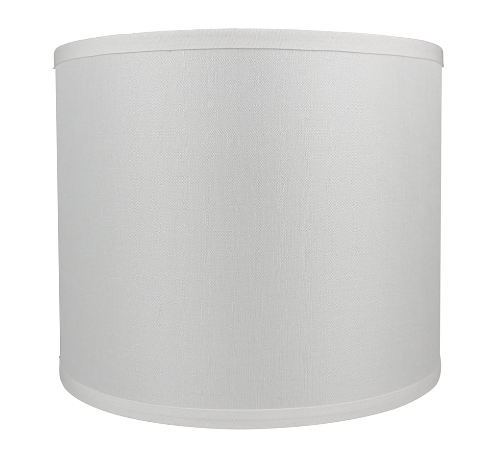 Off-White Linen Drum Lamp Shade with Nickel Fitter