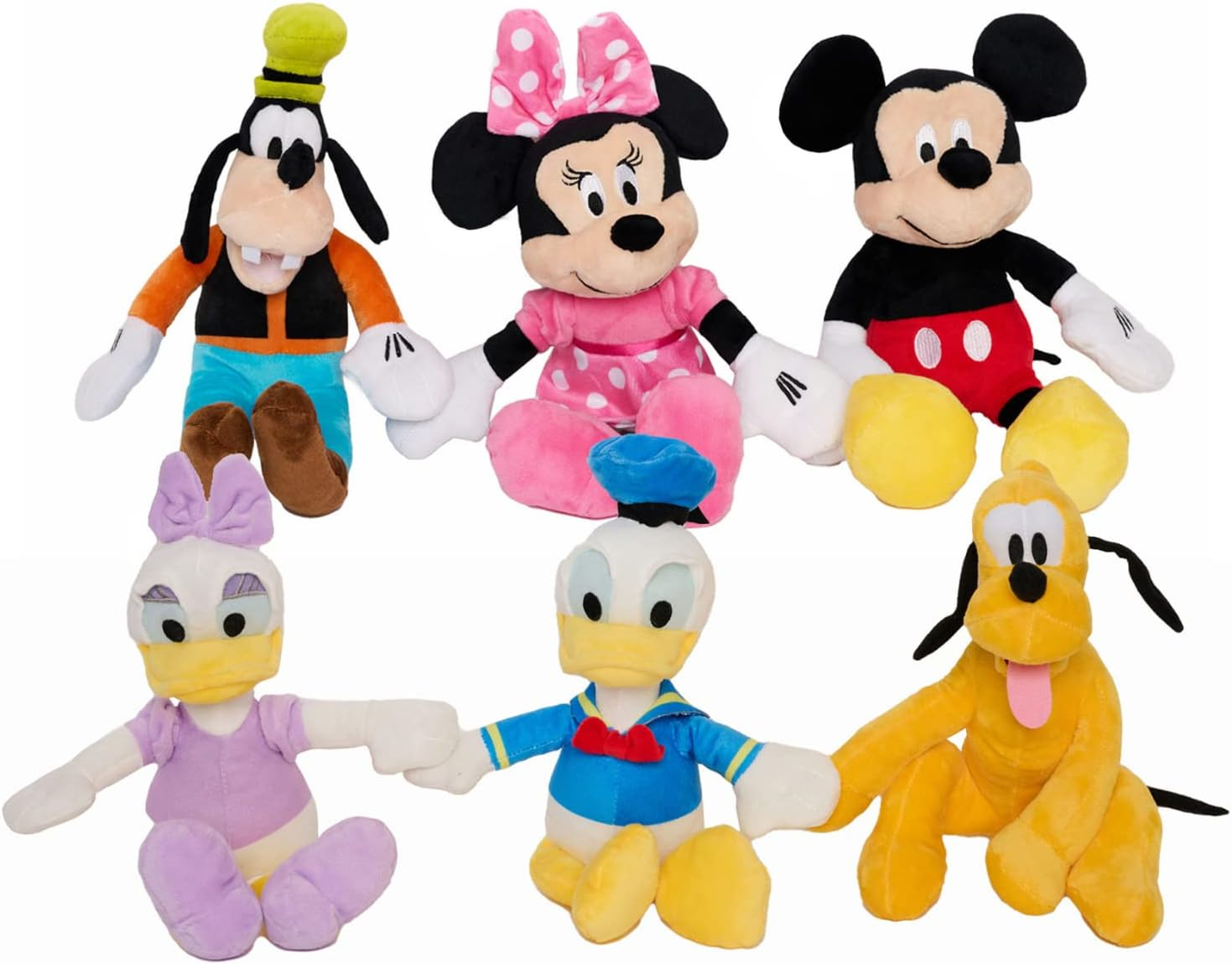 Disney Mickey & Friends Plush Doll Toy Hands Stick Together 6-Dolls 11"