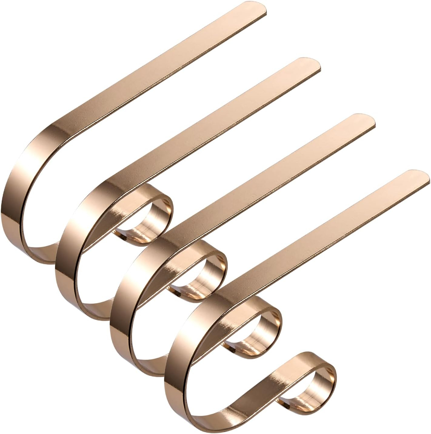 Abaokai 4 Pack Christmas Stocking Holders Metal Mantel Lightweight Adjustable Stocking Holder No-Slip Stocking Hangers for Christmas Party Decoration, Gold
