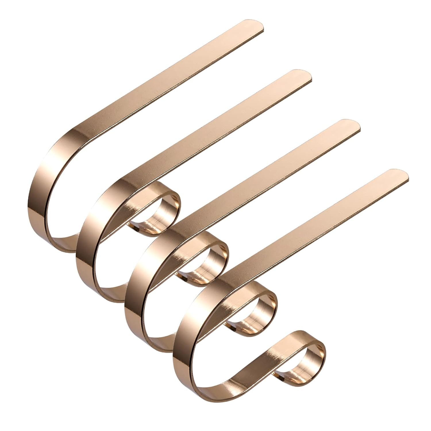 Abaokai 4 Pack Christmas Stocking Holders Metal Mantel Lightweight Adjustable Stocking Holder No-Slip Stocking Hangers for Christmas Party Decoration, Gold