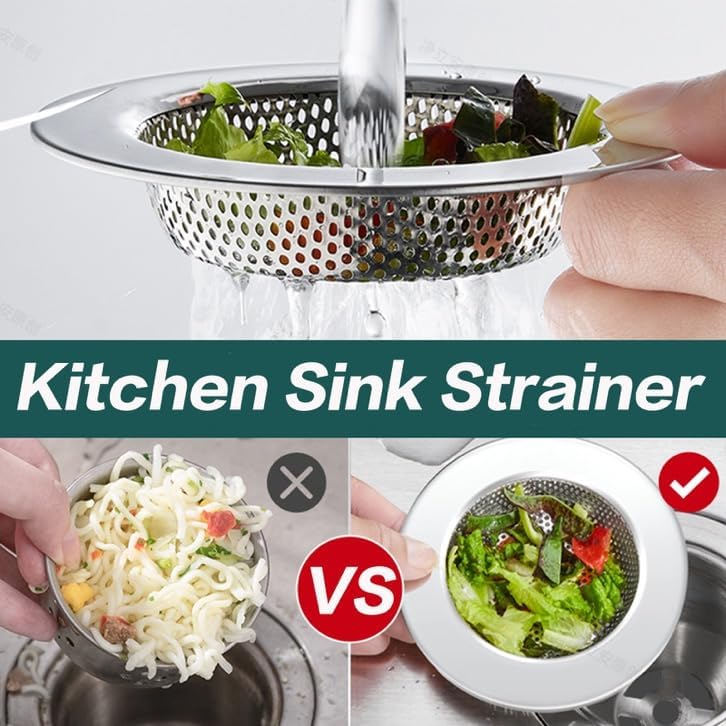 Polished Silver Stainless Steel Mesh Kitchen Sink Strainer