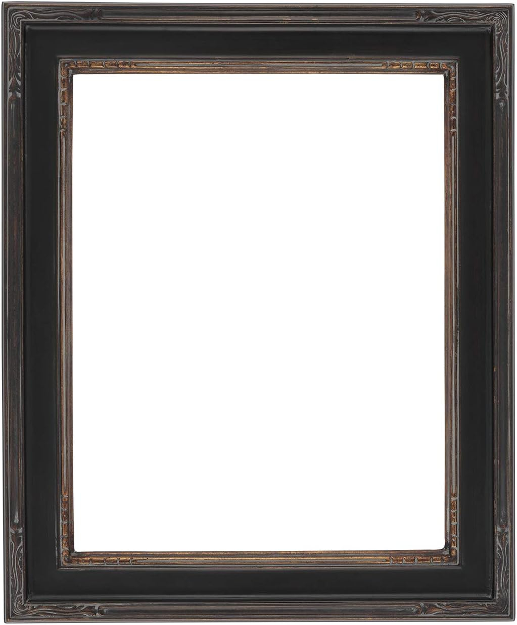 Creative Mark Plein Air Museum Collection Nouveau Picture Frame Solid Wood Composition Hand-Leafed Museum Quality Closed Corner  - Black/Gold 8x10