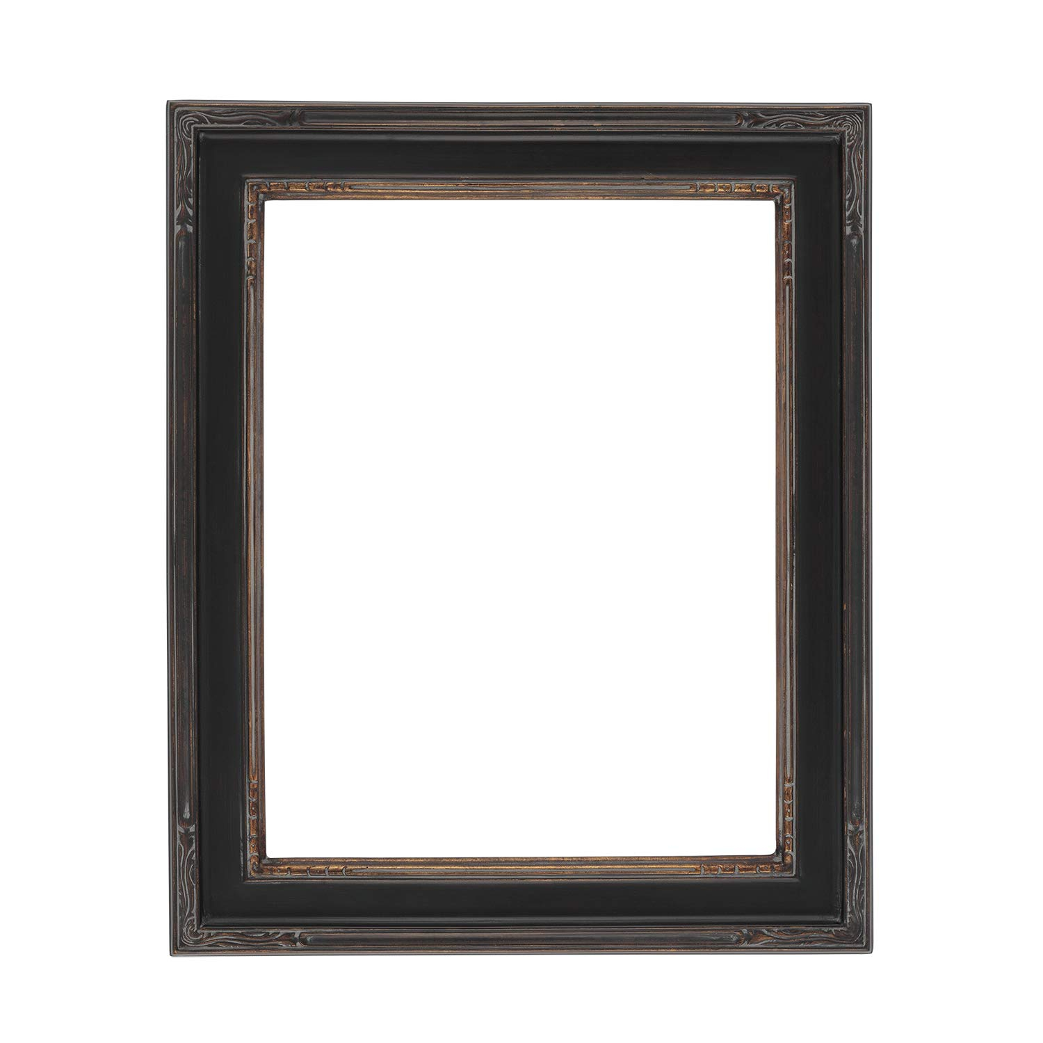 Creative Mark Plein Air Museum Collection Nouveau Picture Frame Solid Wood Composition Hand-Leafed Museum Quality Closed Corner  - Black/Gold 8x10