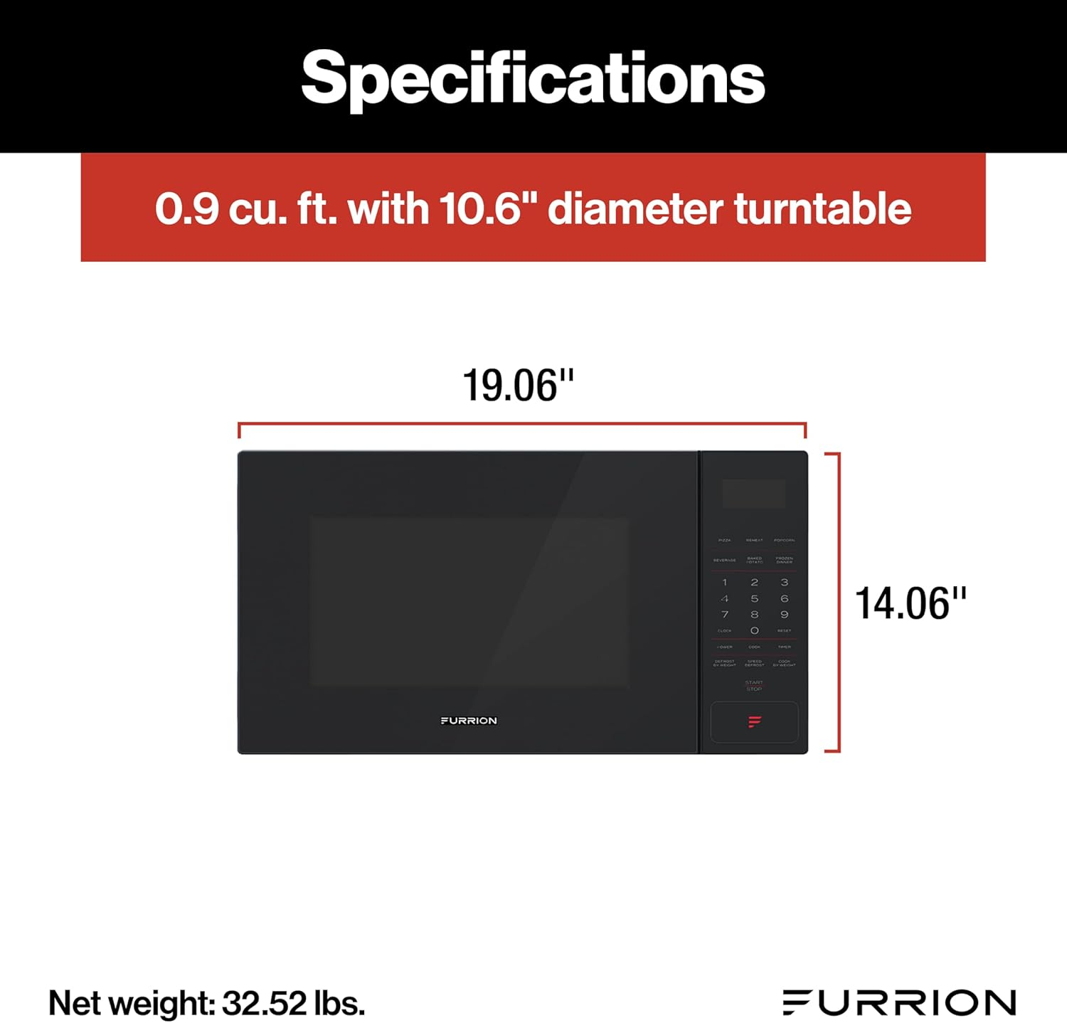 0.9 cu ft Microwave - OTR Black