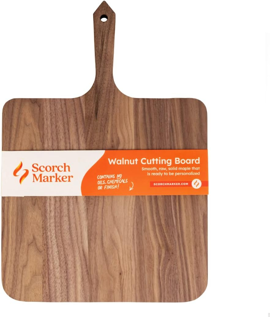 Scorch Marker Walnut Cutting Board, Personalizable Woodburning Piece for Kitchen Use or Decor, For Use with Scorch Marker and Our Vinyl Stencils