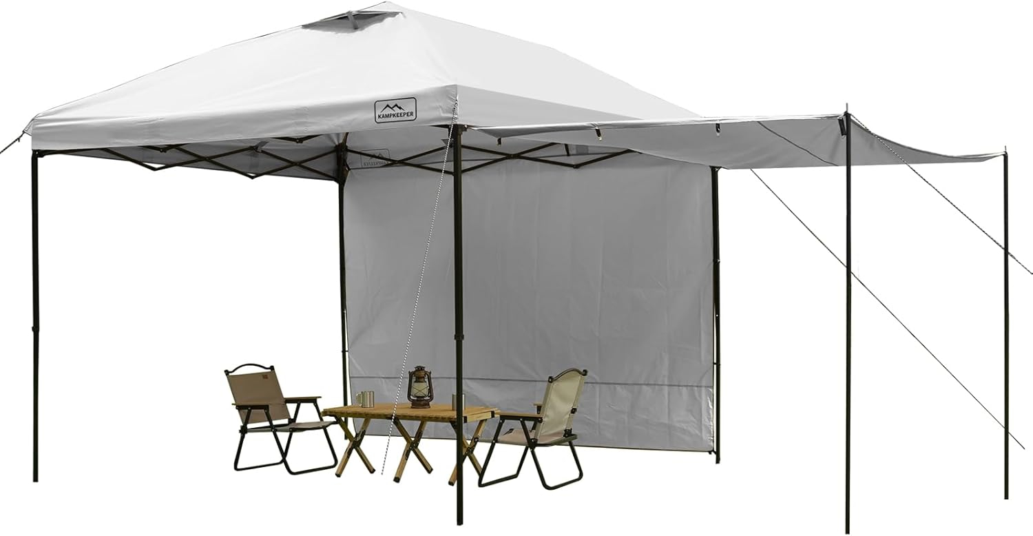 KAMPKEEPER 10x10 Easy Pop Up Canopy Tent with 2 Sidewalls, Instant Outdoor Shade Shelter with 2 PCS Removable 10FT Sun Walls, Quick Setup Waterproof and UV-Resistant for Patio, Camping, Backyard