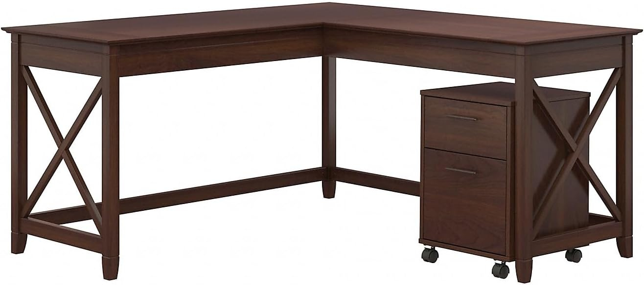 Key West L Desk with Mobile File Cabinet in Reclaimed Pine - Engineered Wood