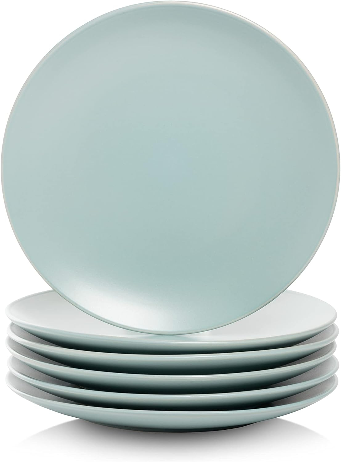 10 Strawberry Street Wazee Matte 8.25" Coupe Salad Plate, Set of 6, Mineral Blue