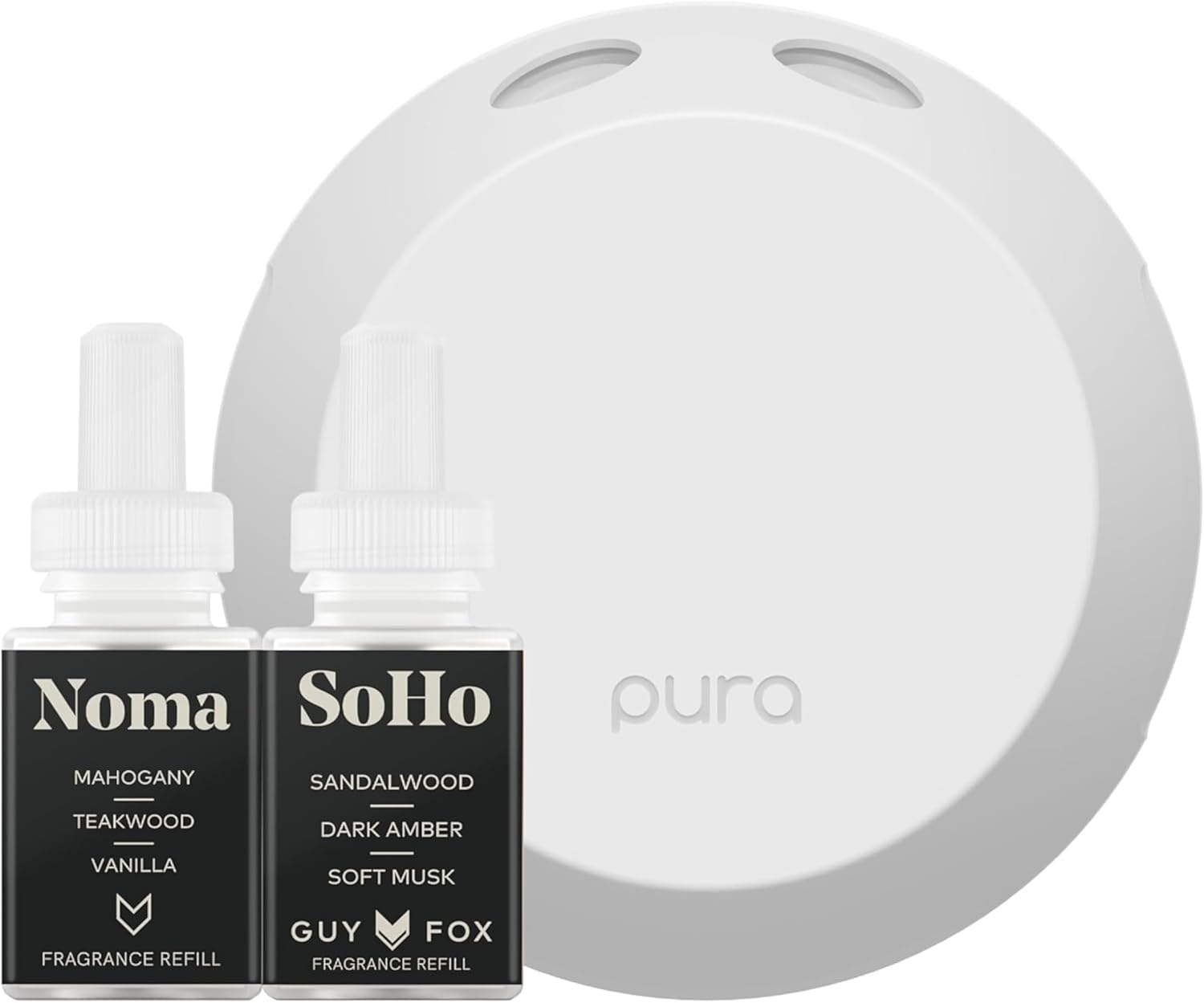 Smart Home Fragrance Diffuser Starter Set - Guy Fox SoHo and Noma Refills - Wi-Fi connected, customizable home scent
