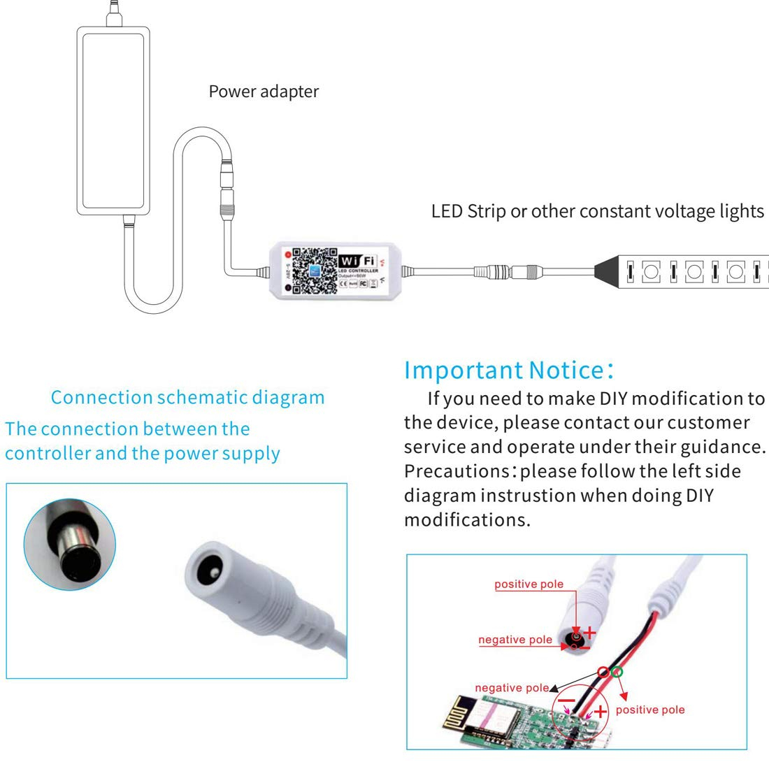 Smart Single color LED lights Strip Controller WiFi Bluetooth light 5050 2835 Control box compatible with alexa google home siri(3)