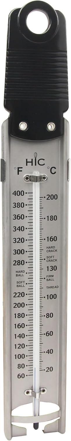 HIC Roasting Deep Fry Candy Jelly Thermometer, Stainless Steel with Glass Tube