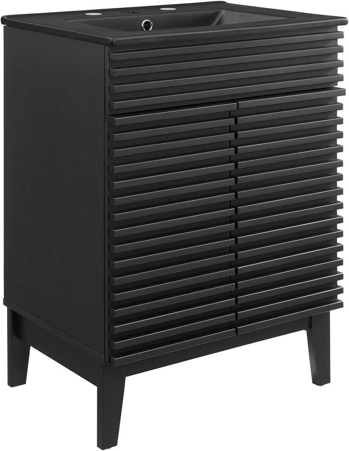 Modway Render Mid-Century Modern Wood Bathroom Vanity in Black