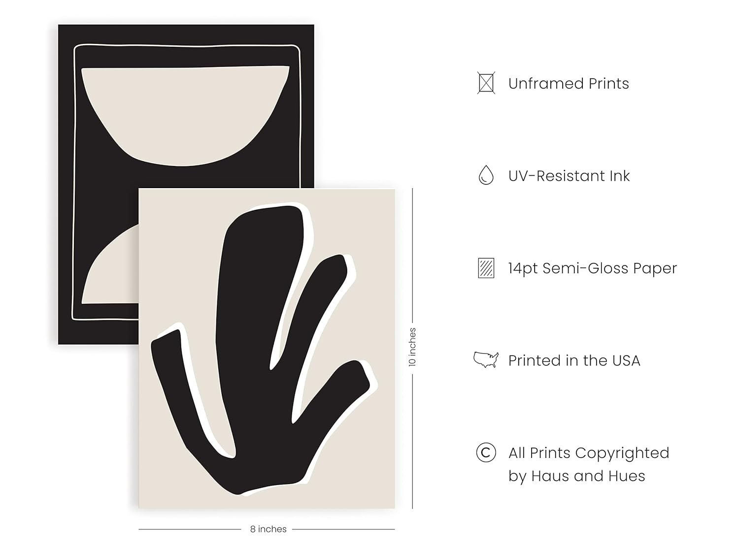 HAUS AND HUES Abstract Minimalist Wall Art - Set of 6 Abstract Art Gallery Wall Decor, Black Abstract Wall Art Prints, Geometric Wall Prints, Matisse Prints Gallery Wall Art (Unframed 8x10)