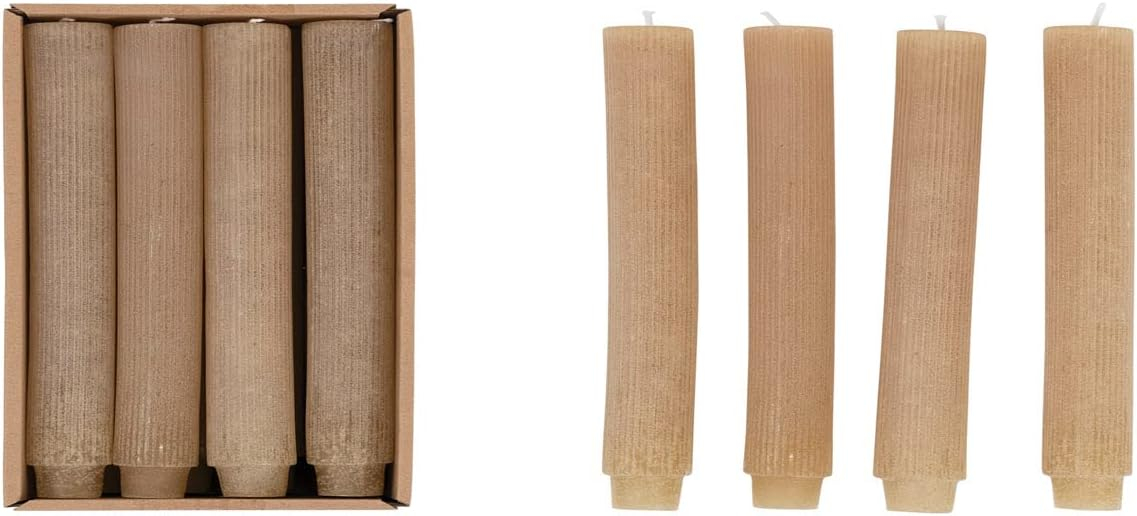 Creative Co-Op Unscented Pleated Taper Candles in Box, Set of 12