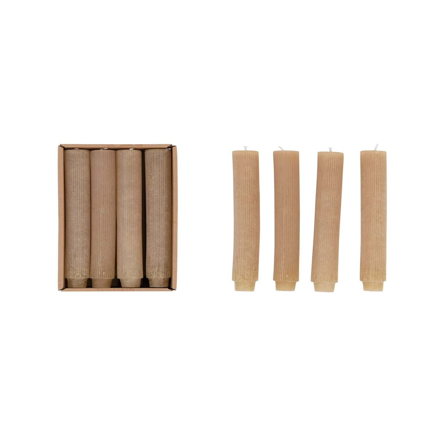 Elegant Linen Black Pleated Taper Candle in Powder Finish