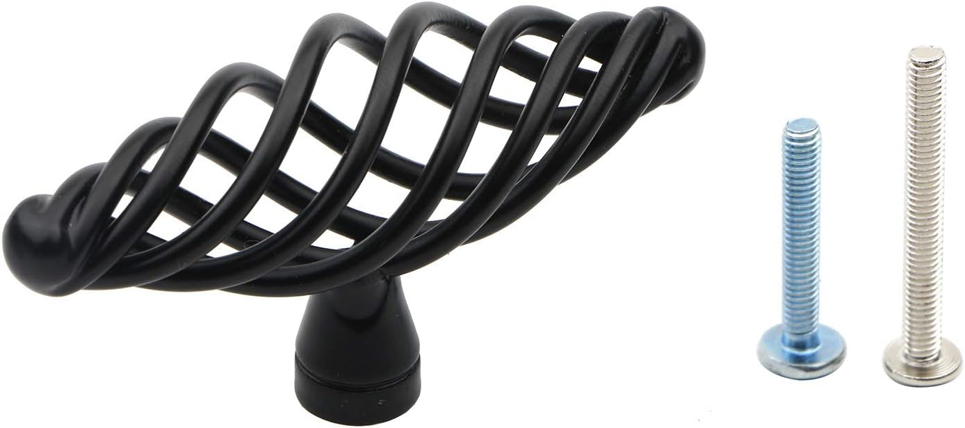6 Pack Muted Black Birdcage Nest Twist Cabinet Wardrobe Door Handle Drawer Cupboard Kitchen Dresser Pull Single Hole