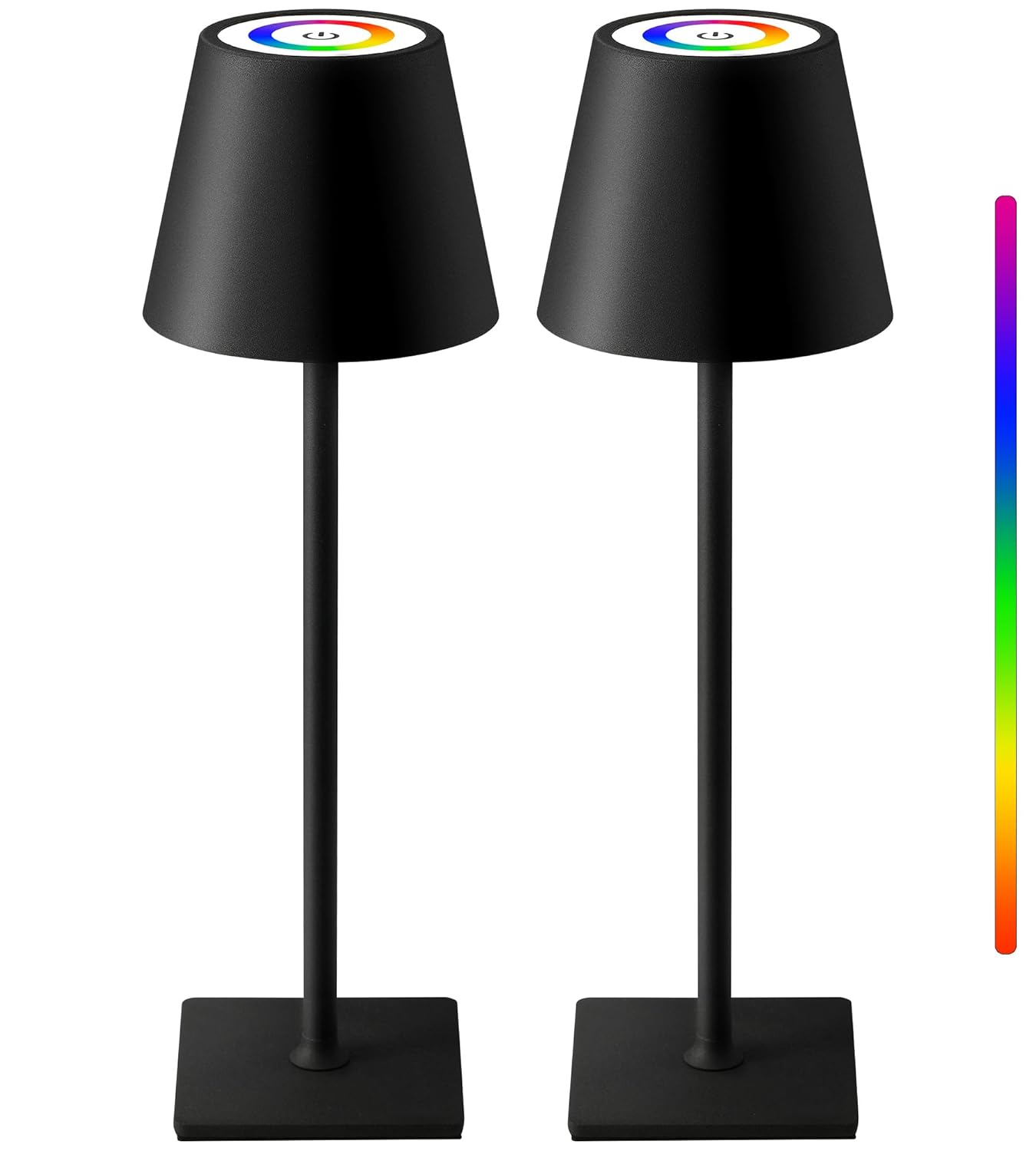 KDG 2 Pack Cordless Table Lamp,Portable LED Desk Lamp, 5000mAh Battery Operated, 3 Color Stepless Dimming Up, for Restaurant/Bedroom/Bars/Outdoor Party/Camping/Coffee Shop Night Light(Black)