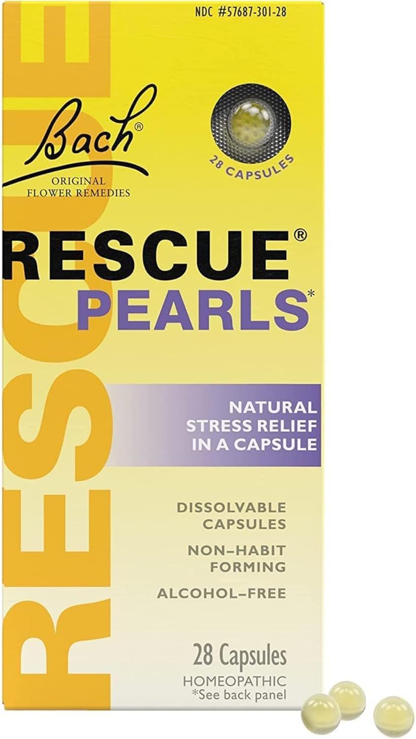 Bach Perlas RESCUE, Sabor Natural a Naranja y Vainilla, Alivio Natural Del Estrés, sin Azúcar, 28 Unidades