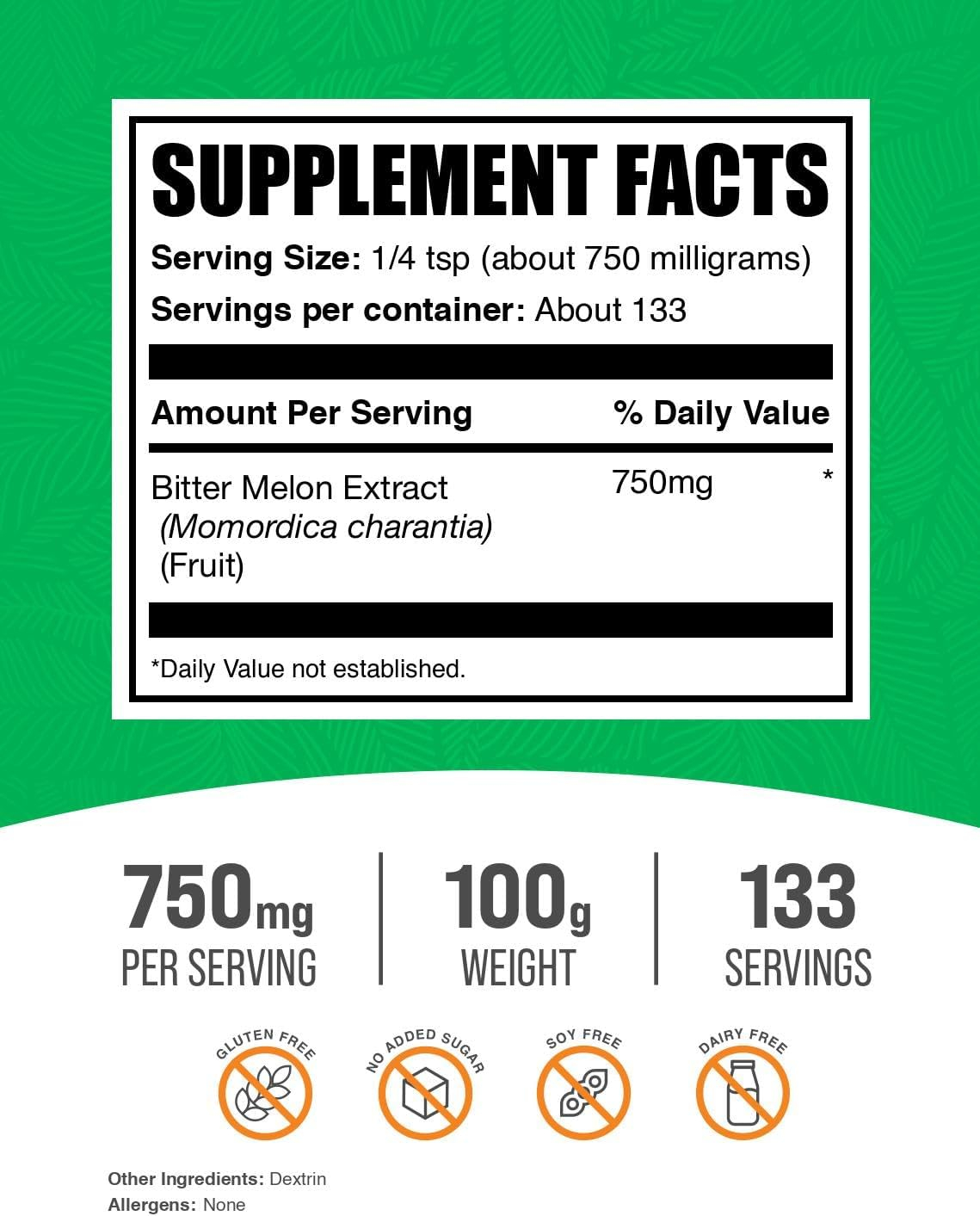 BulkSupplements® Bitter Melon Extract Powder - 750mg per Serving - 100 Grams (3.5 oz) - 133 Servings