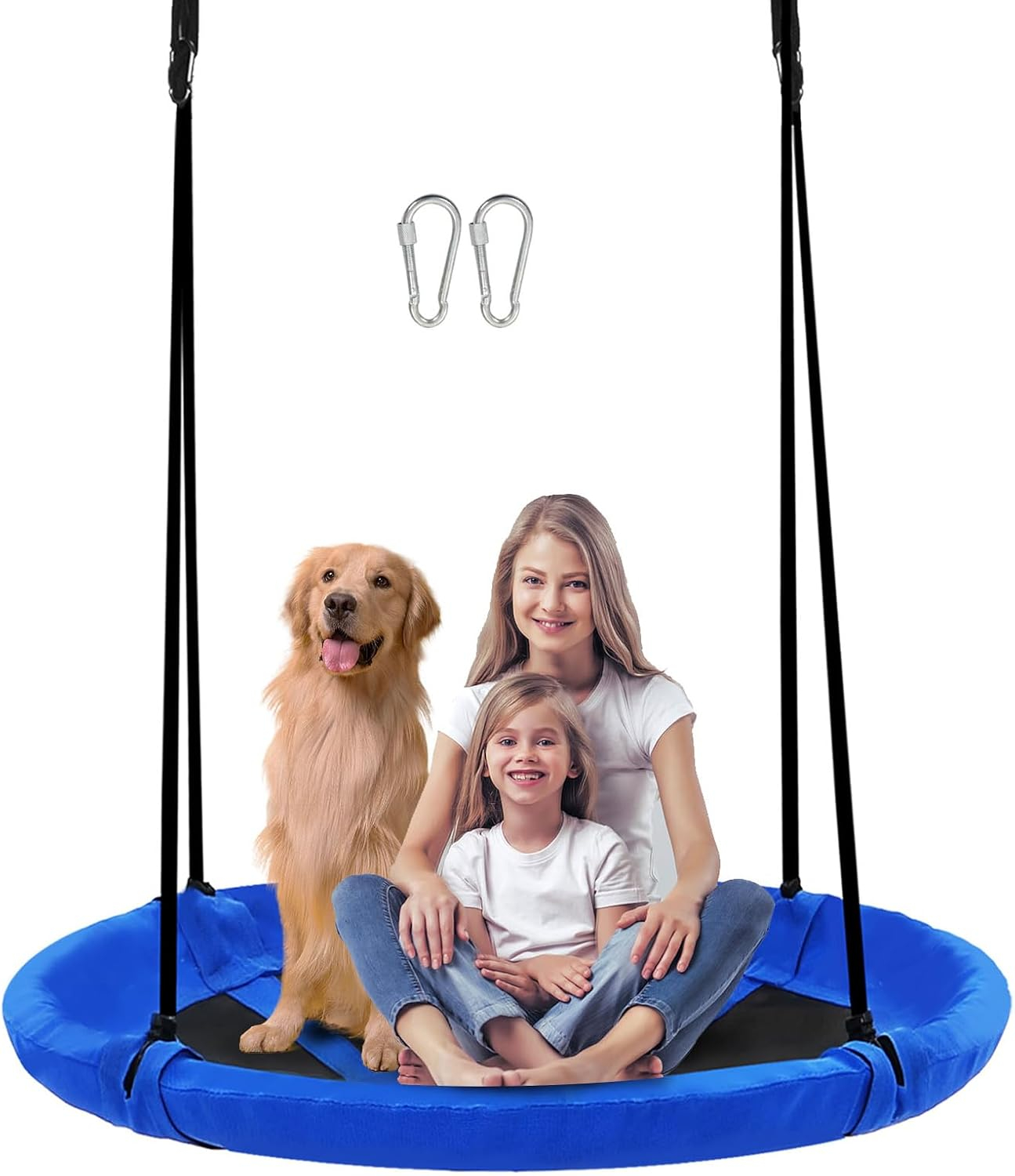 MIHOVER Sturdy & Comfortable 43 Inch Saucer Tree Swing Flying Indoor Outdoor Play Set Swing for Kids - Blue