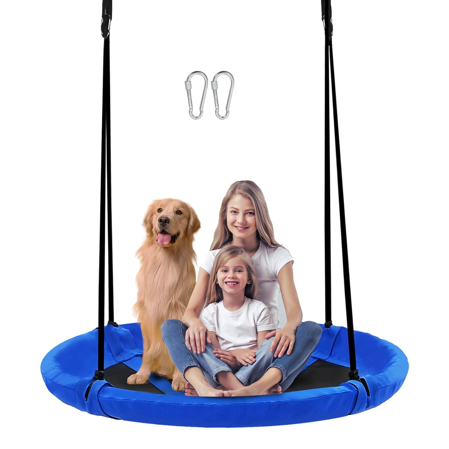 MIHOVER Sturdy & Comfortable 43 Inch Saucer Tree Swing Flying Indoor Outdoor Play Set Swing for Kids - Blue
