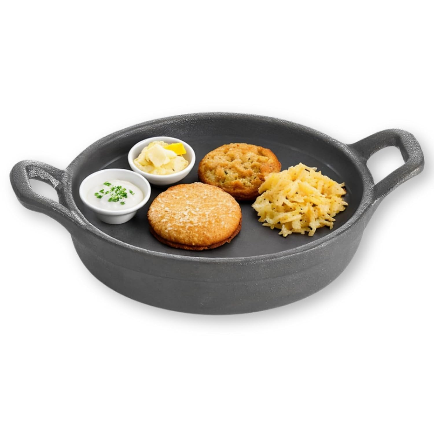 Elegant Black Cast Iron 8 oz Round Mini Server