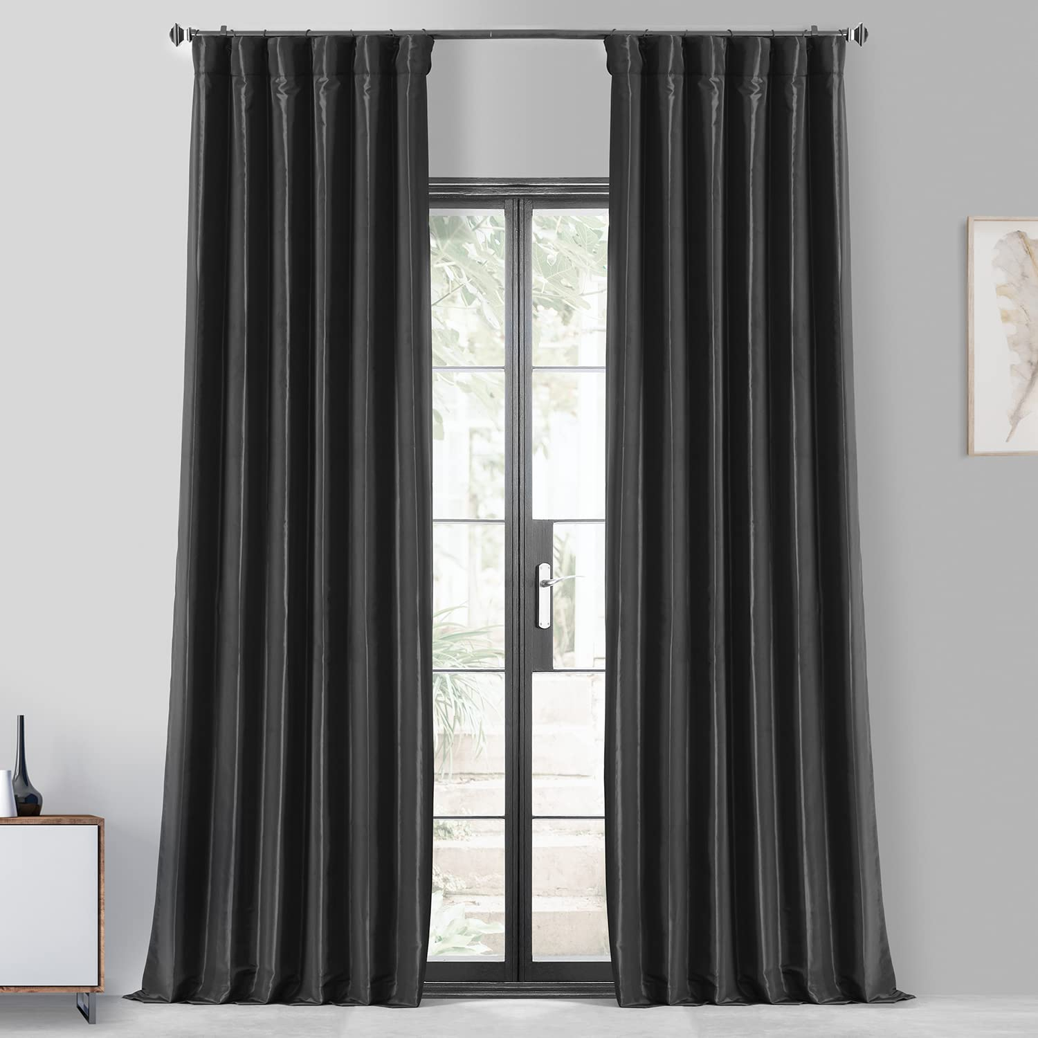 Platinum Blackout Faux Silk Taffeta Curtain (1 Panel), Platinum, 50W X 84L