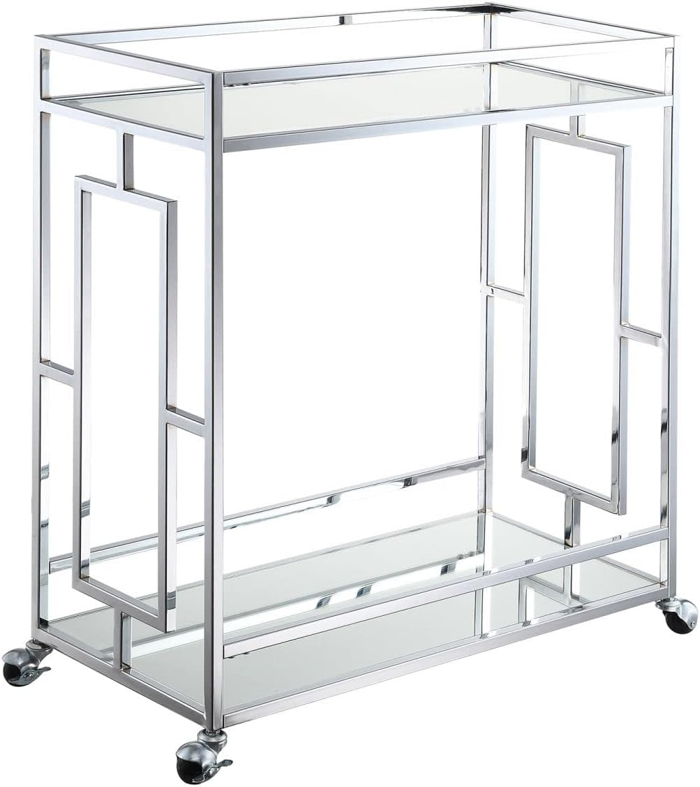 Convenience Concepts Town Square Carrito de Bar de 2 Niveles, Vidrio/espejo/cromo