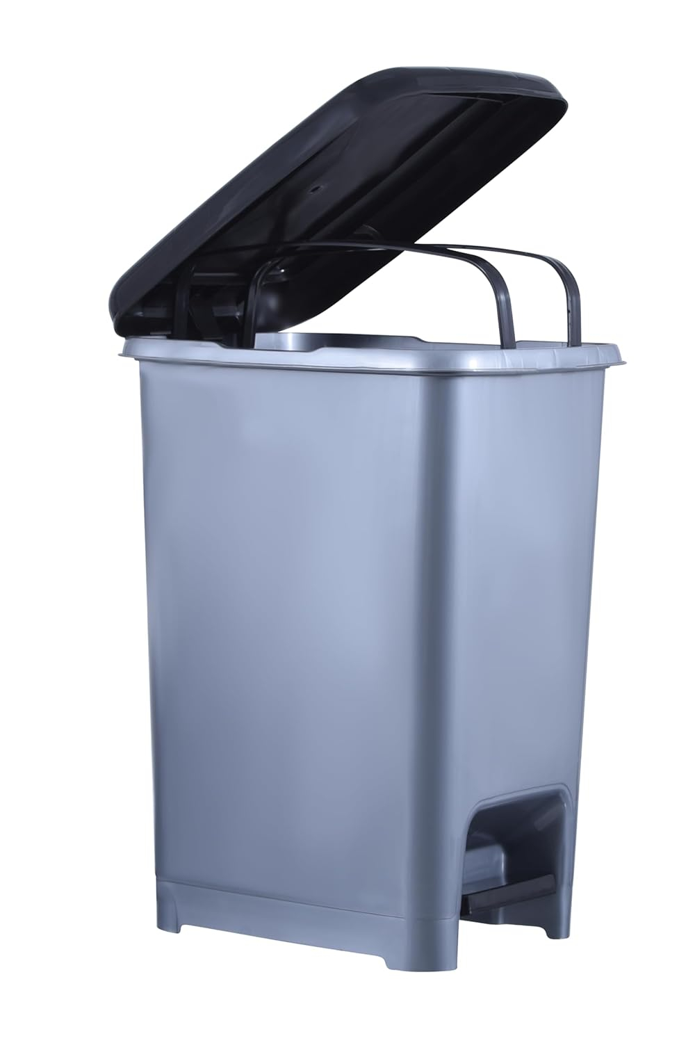 Superio Slim Pedal Trash Can, 10 Qt. Grey Bin with Black Pedal Step On Lid, 2.5 Gallons