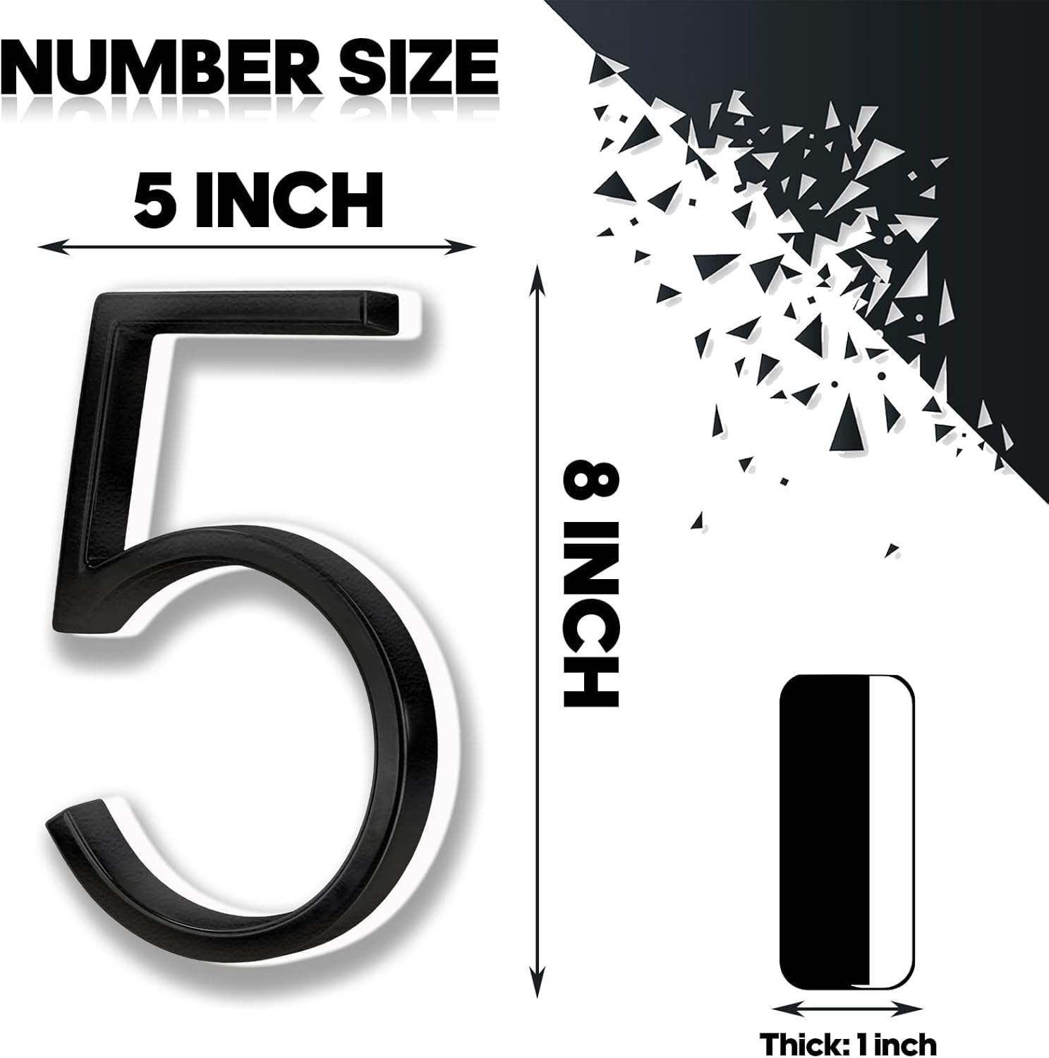 8 Inch Black Stainless Steel LED Backlit Floating House Number